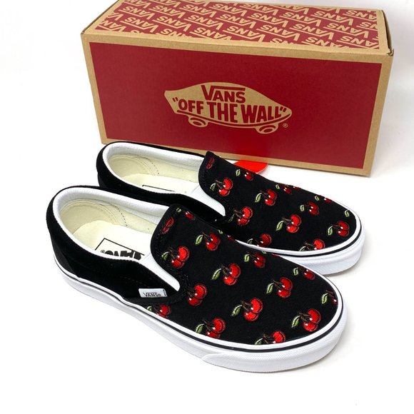 Vans Classic Men's Slip On Shoes Cherries Canvas Black Low Sneakers VN0A4U38L6M - Picture 7 of 10